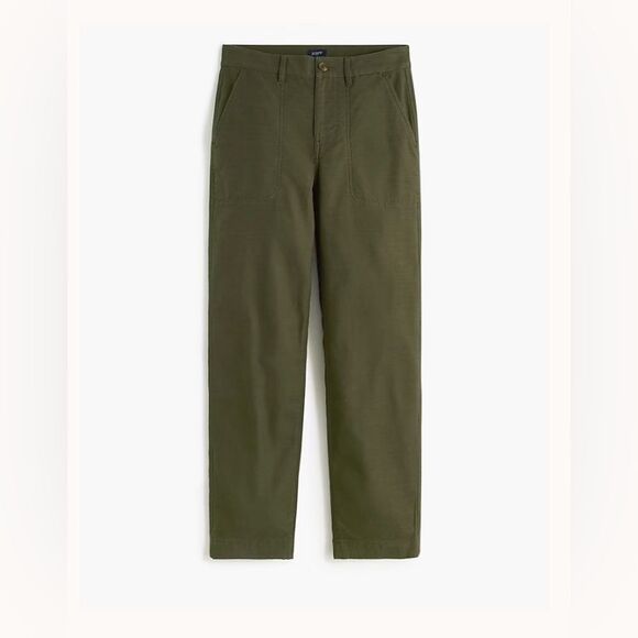 J. Crew Cotton Camp Pant High Rise Green Spanish Moss Size 4 - Picture 1 of 11